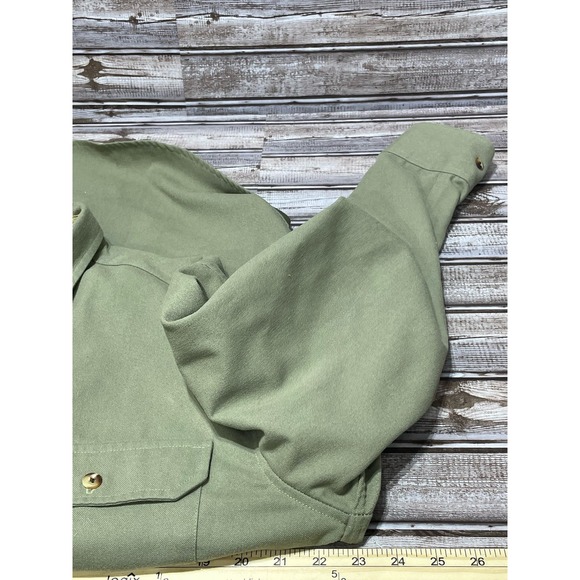 Cabelas Men’s Heavy Button Down Long Sleeve Shirt Green EUC Size M - Picture 6 of 7